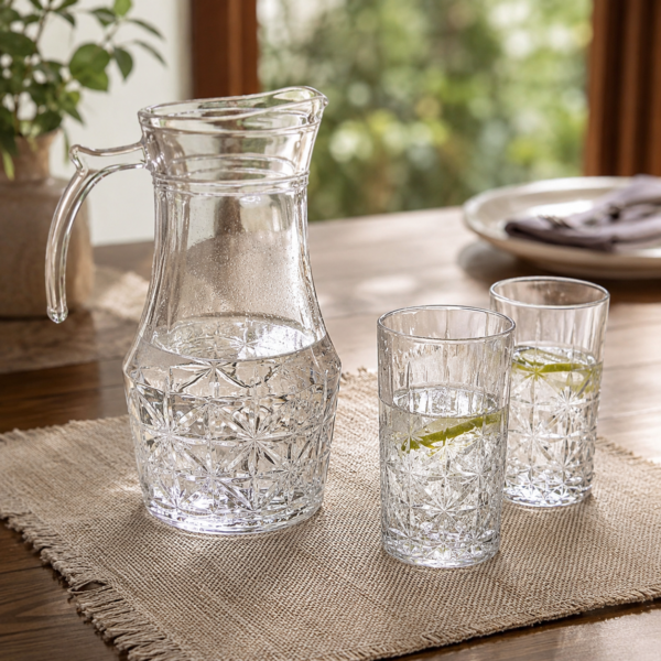 Set20de20Jarra20con20Vasos20de20Vidrio20para20Agua20y20Jugo20E2809320Ideal20para20Mesa20o20Regalo 2