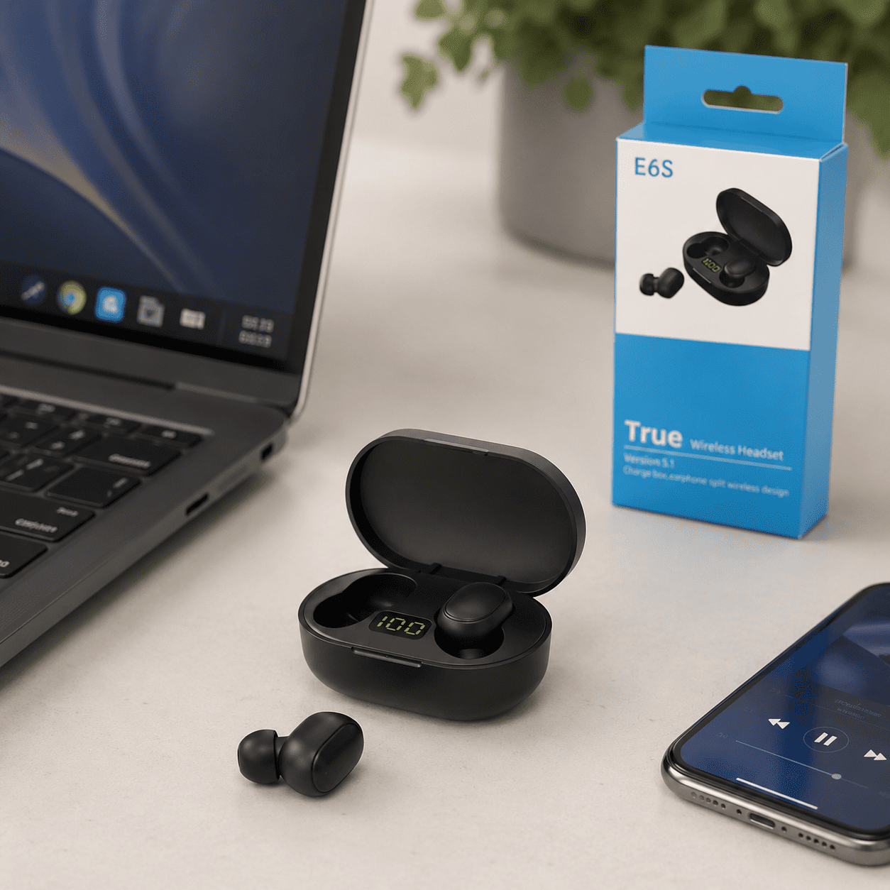 Auriculares Bluetooth Mipods E6S con Visor LED Inalámbricos TWS 1 Auricular20Bluethooth20Mipods20E6S 2 1