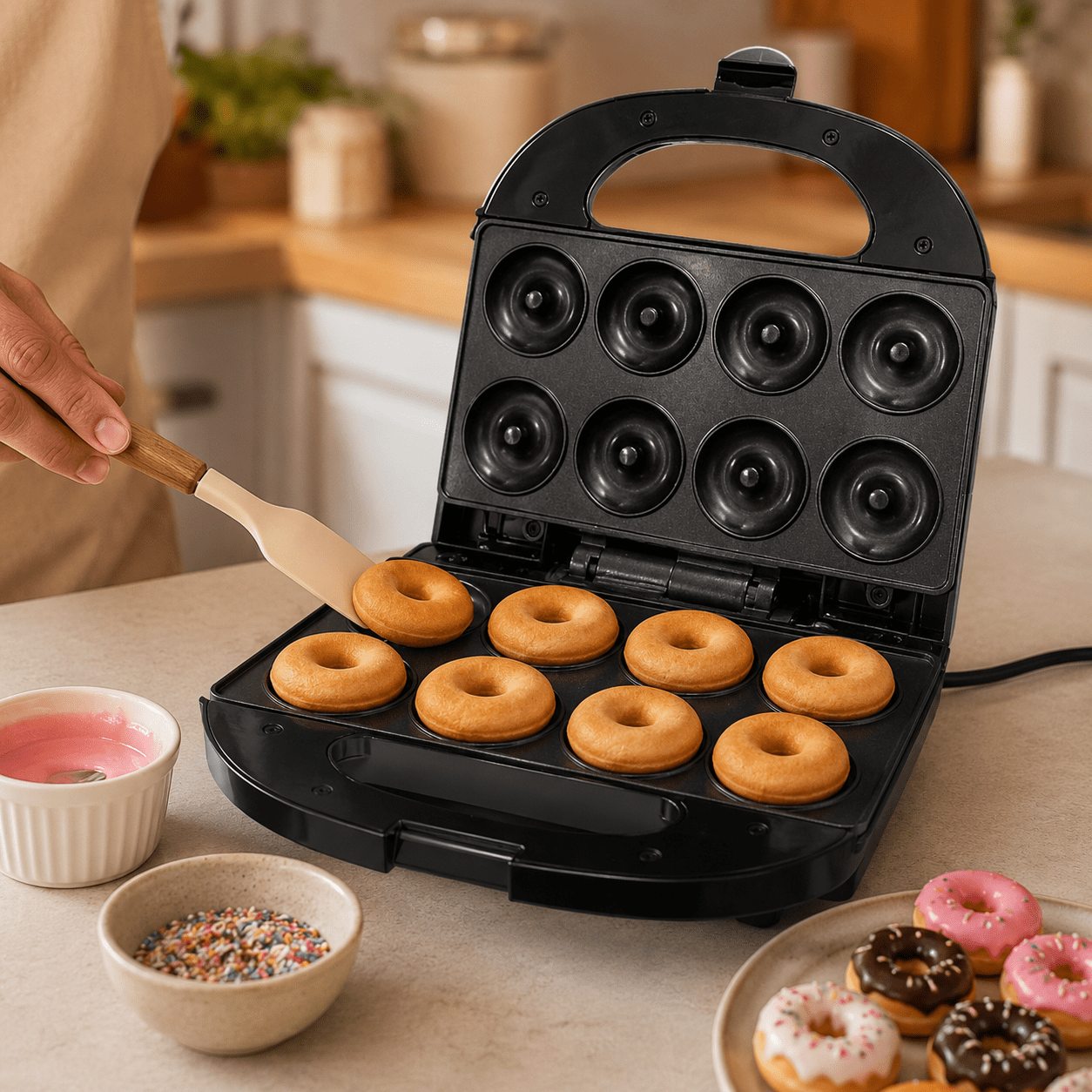 Máquina de Mini Donas Eléctrica Dinax Antiadherente 7 Donas 700W 1