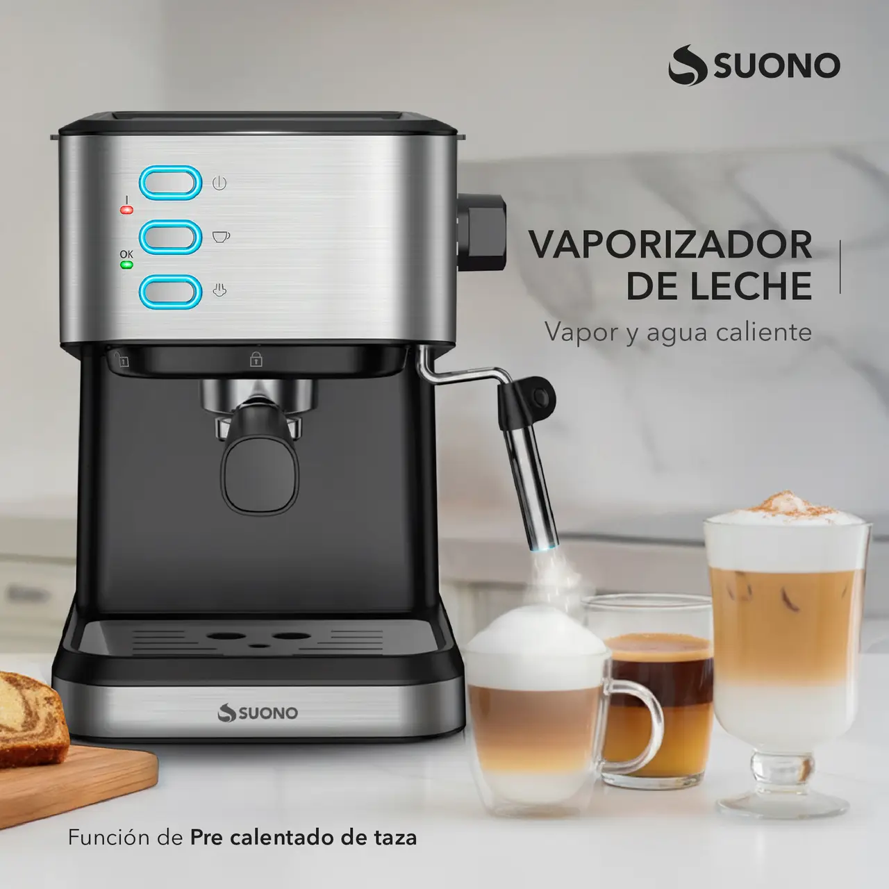 Cafetera Espresso Suono 20 Bar con Vaporizador Acero 5 espresso coffee maker 1050w 20 acero 12462 zoom