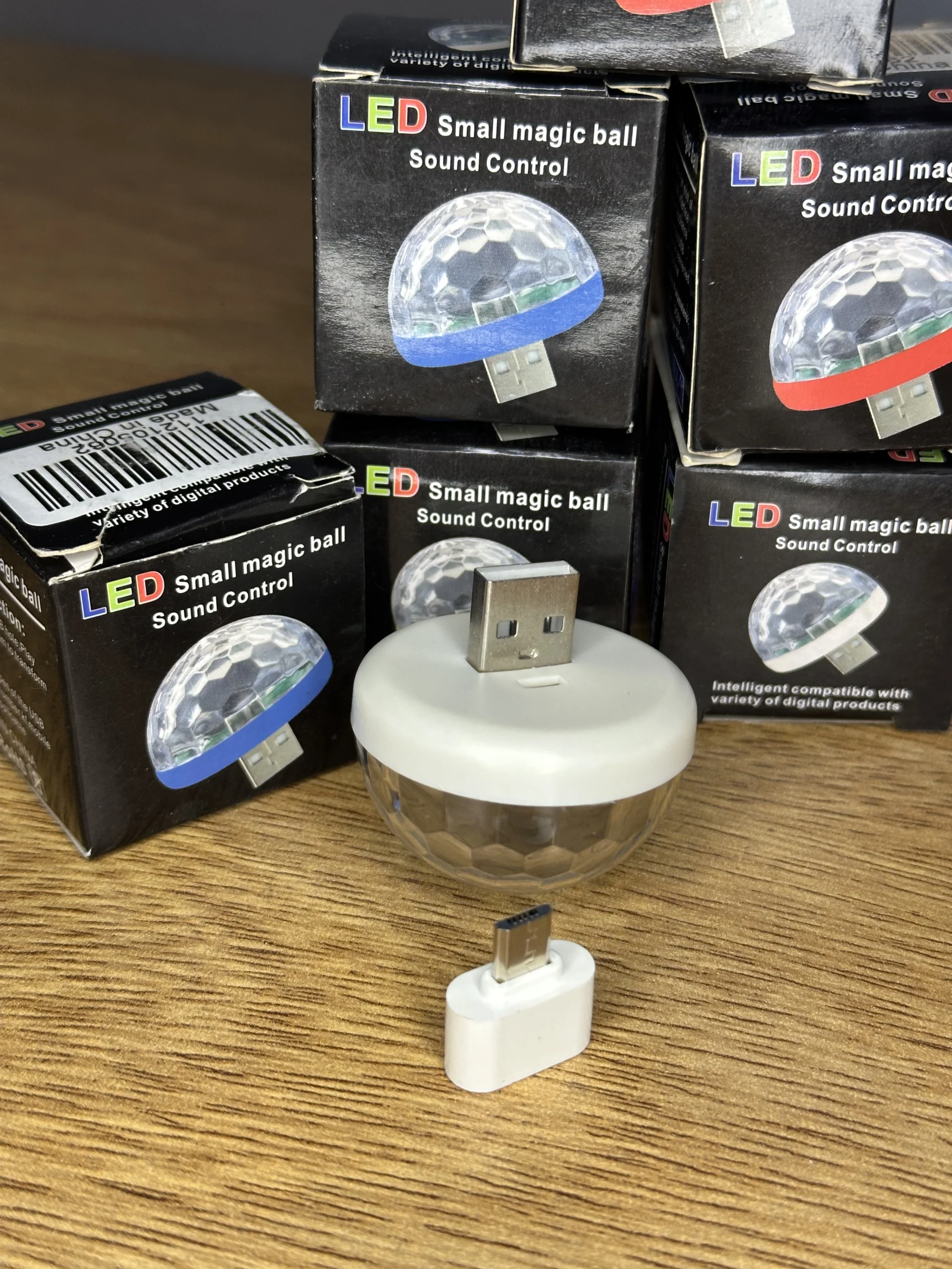 Luces LED Rítmicas USB con Adaptador V8