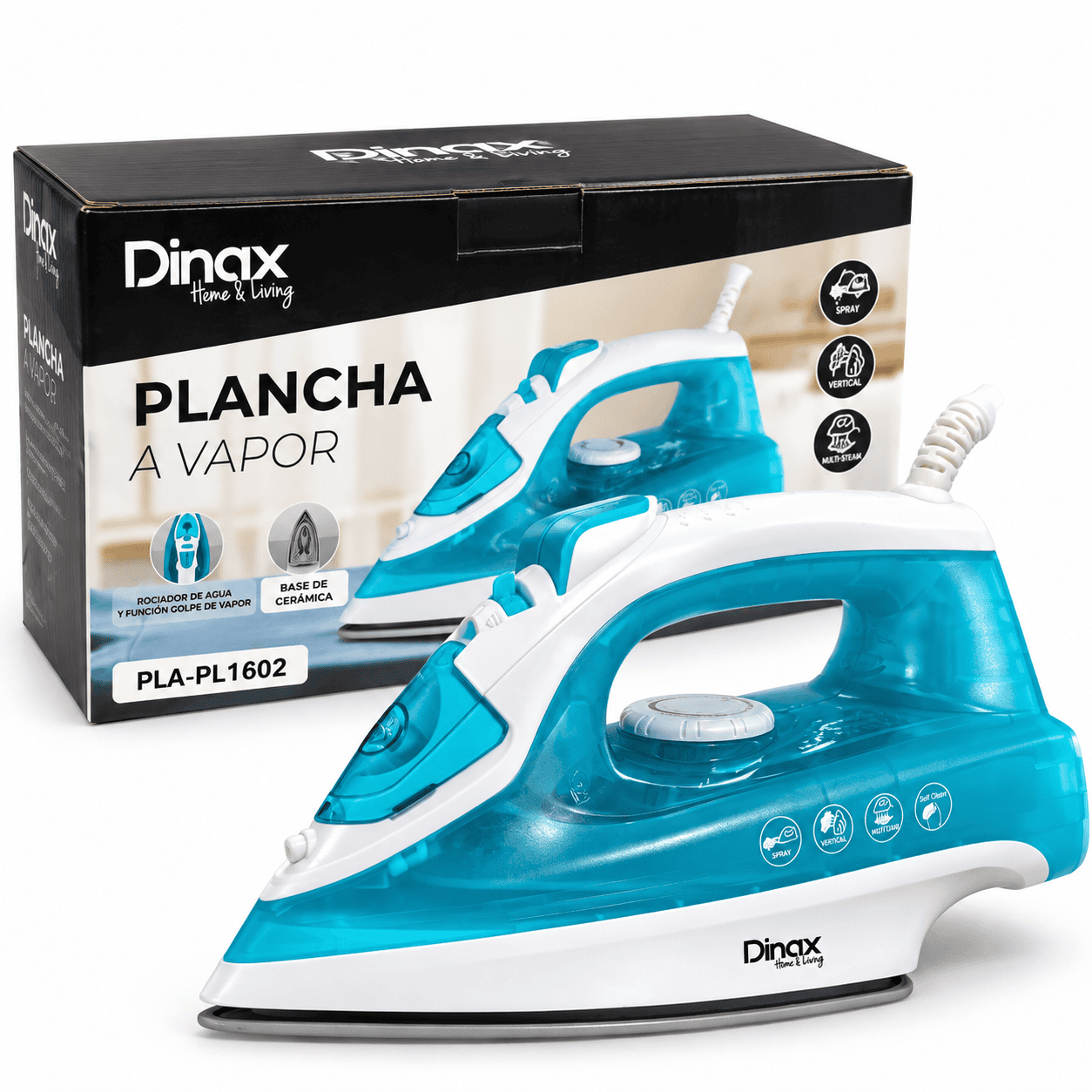 Plancha a Vapor Dinax 1600W Base Cerámica PLAPL1602