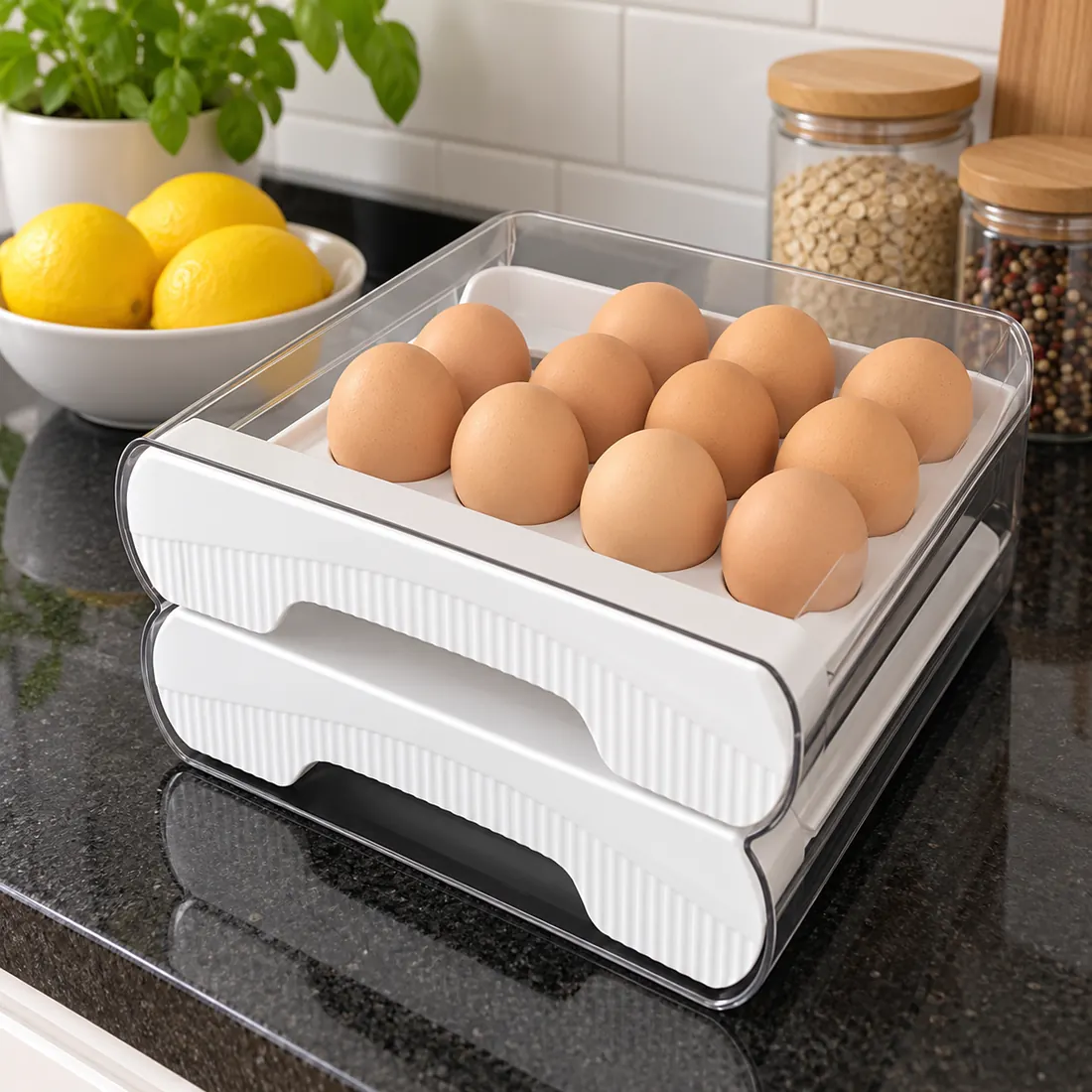 organizador porta huevos 2 niveles 32 unidades lifestyle